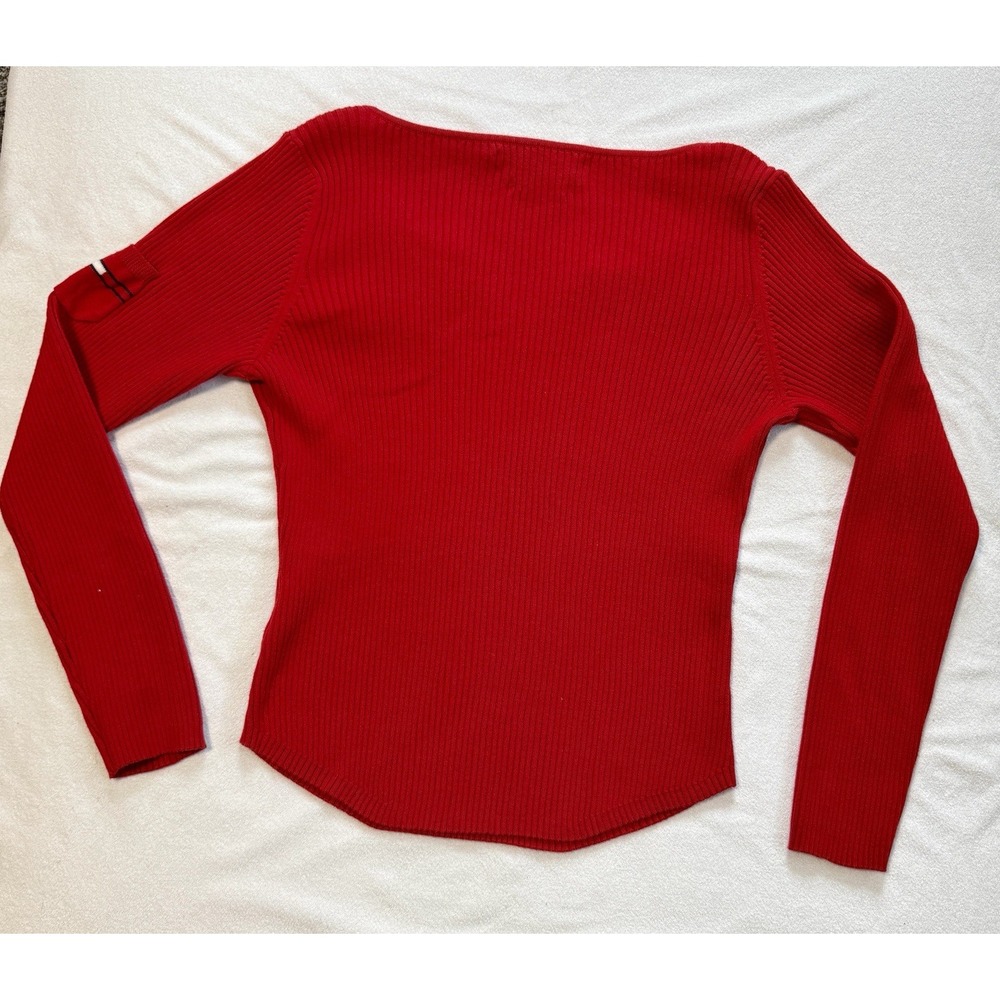 Vintage Y2K Preppy Red Ribbed Tommy Hilfiger Sweater Size XL - Picture 4 of 7